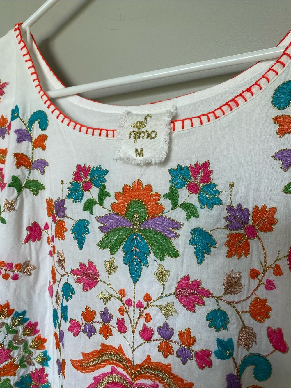 Nimo with love 100% organic cotton floral embroidered kaftan dress medium - Picture 3 of 9
